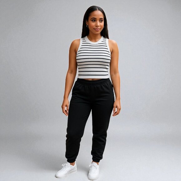 Striped Sleeveless Knitted Base Shirt - Picture 6 of 6